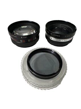 Vintage Yashikor Aux Telephoto & Wide Lens Set Vivitar 55mm Lens Leather Case